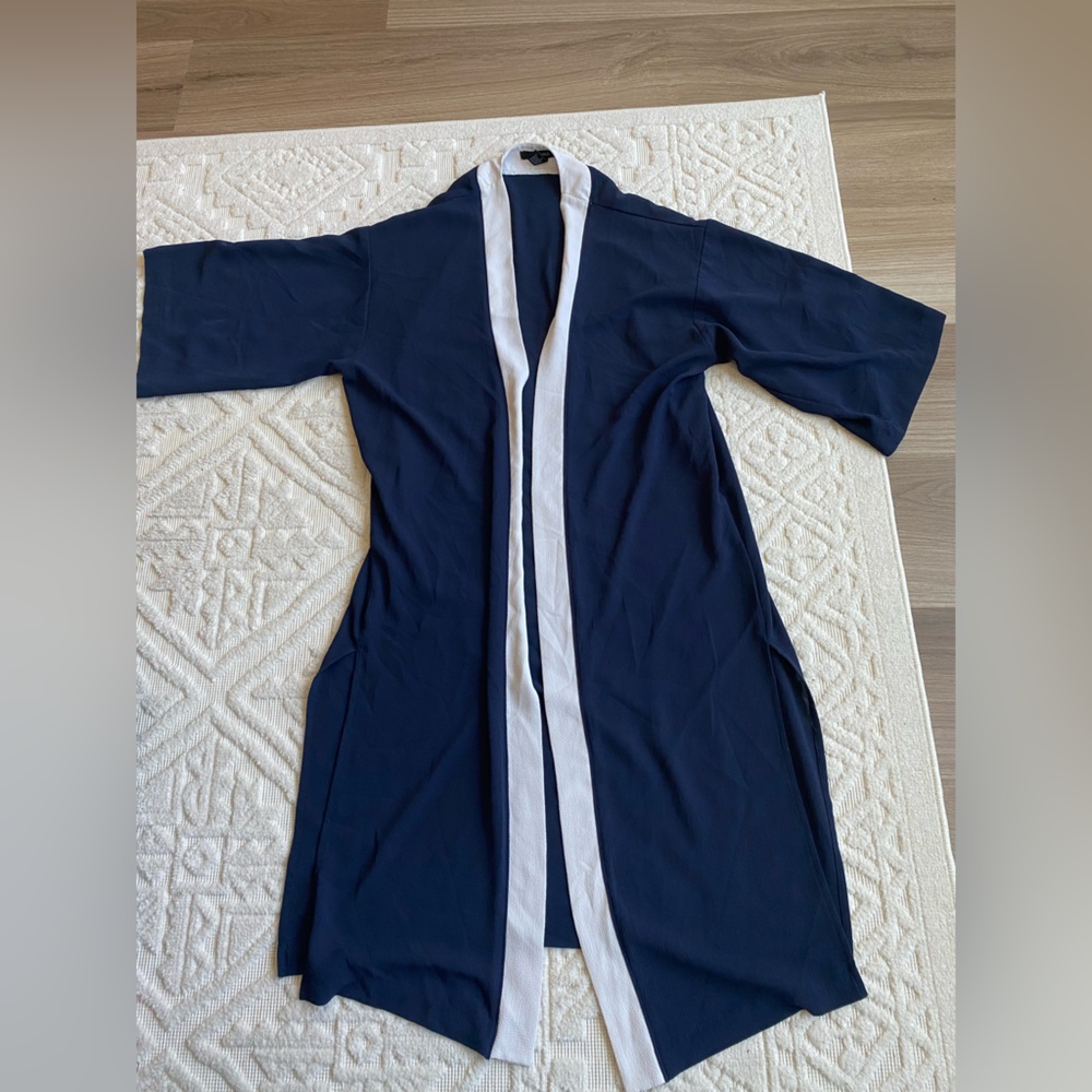 Navy and White Kimono Kaftan Cardigan